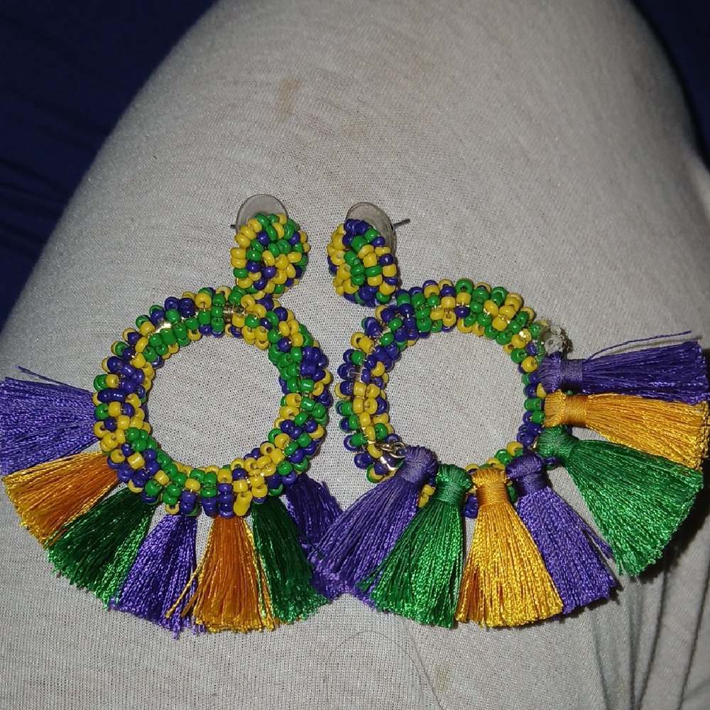 Colorful Beaded Hoop Earrings